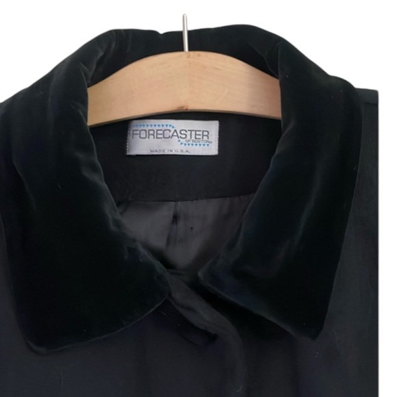 Womens BLACK Heavy Winter Wool Coat Velvet Collar Buttons Size 12 - Picture 3 of 7